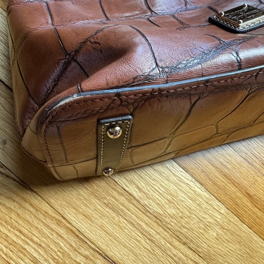 Dooney & Bourke Tan Croc-Embossed Hobo Bag
